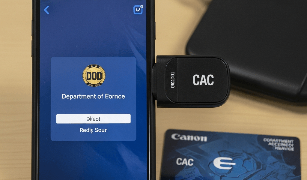 bluetooth cac card reader paired with iphone displaying mili 20260331 084140